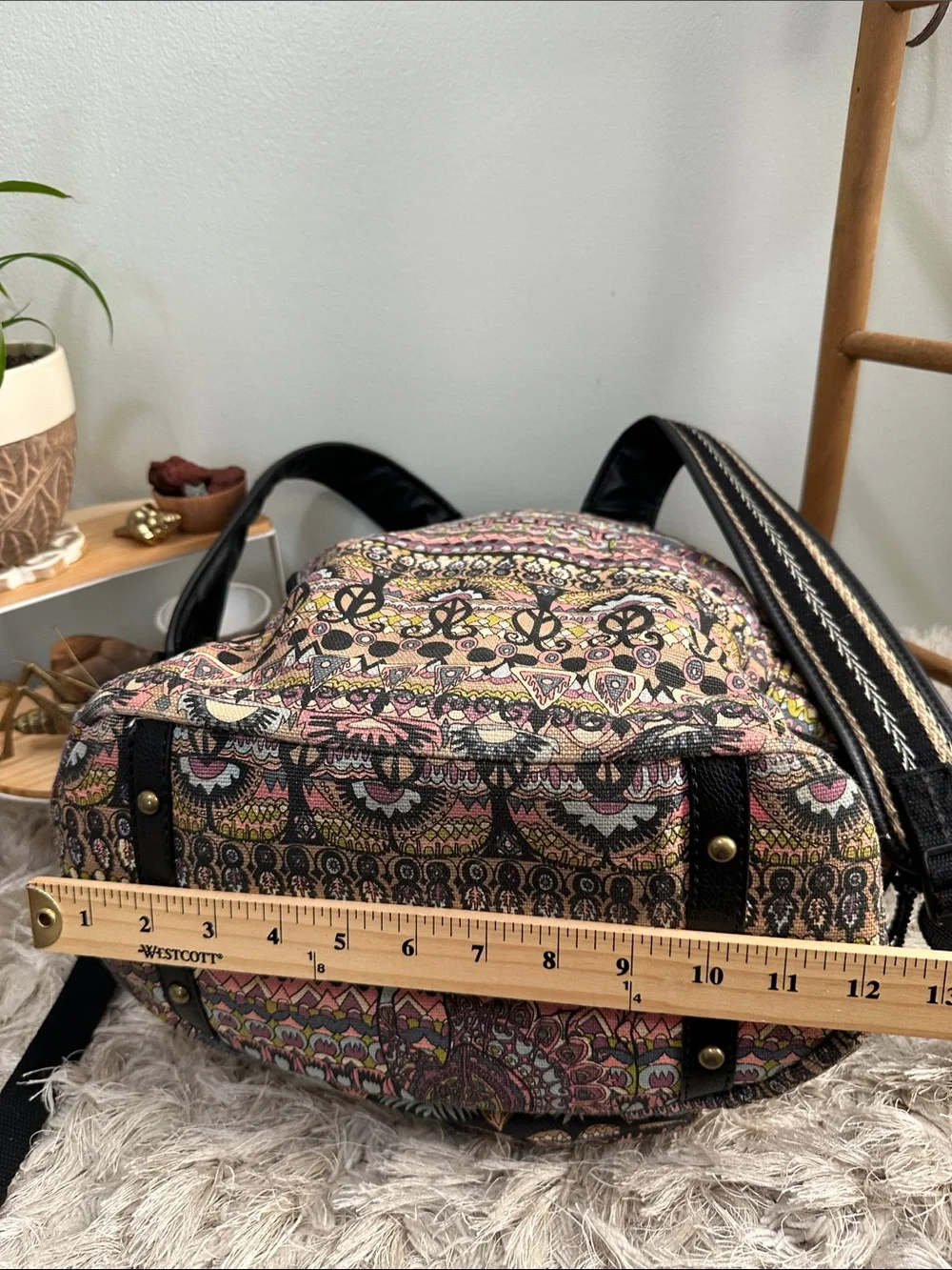 Sakroots Multicolor Boho Canvas Backpack‎ with Black Trim